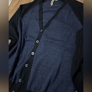 C/89MEN Black and Navy Wool Cardigan Sweater